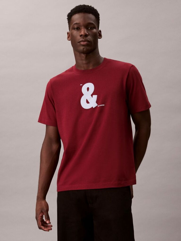 Rosu Tricou Lejer Cu Grafica  Barbati