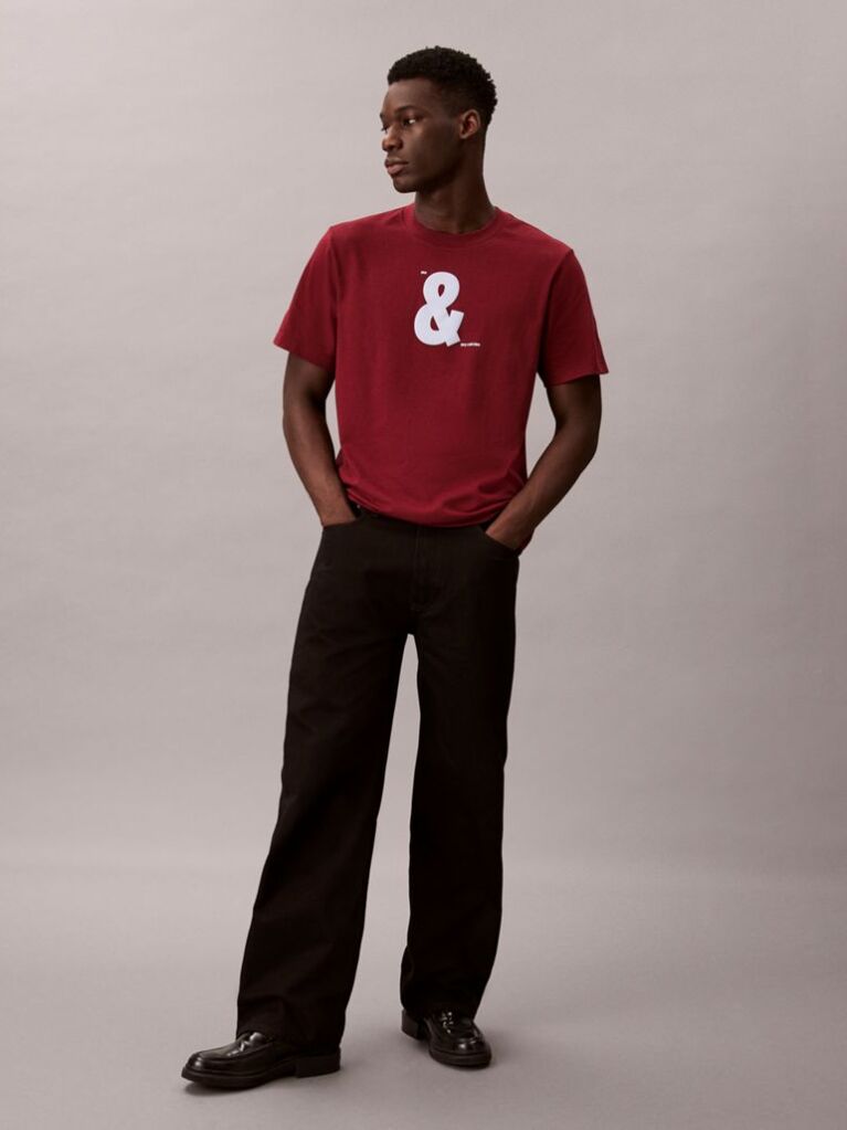 Rosu Tricou Lejer Cu Grafica  Barbati