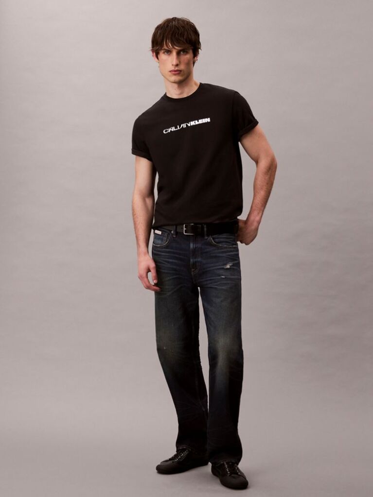Negru Tricou Lejer Cu Grafica Logo Bold  Barbati