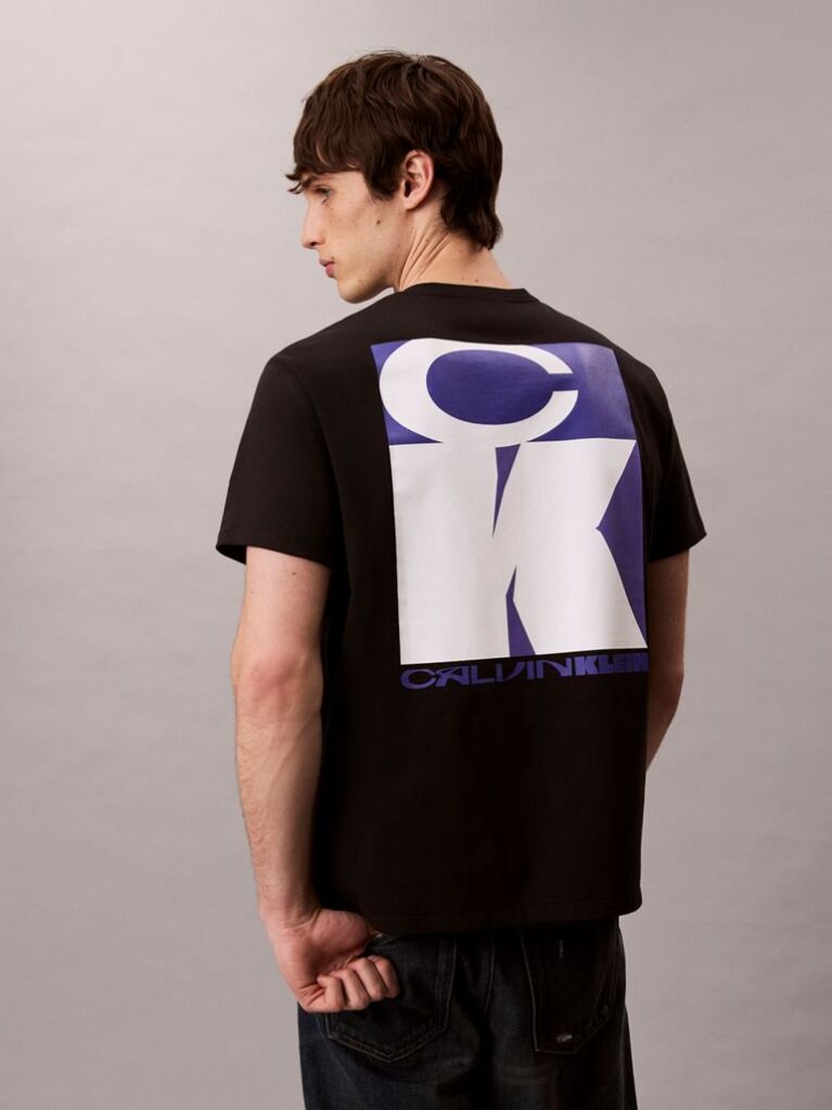 Negru Tricou Lejer Cu Grafica Logo Bold  Barbati