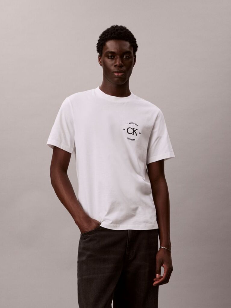 Alb Tricou Cu Logo Brodat  Barbati