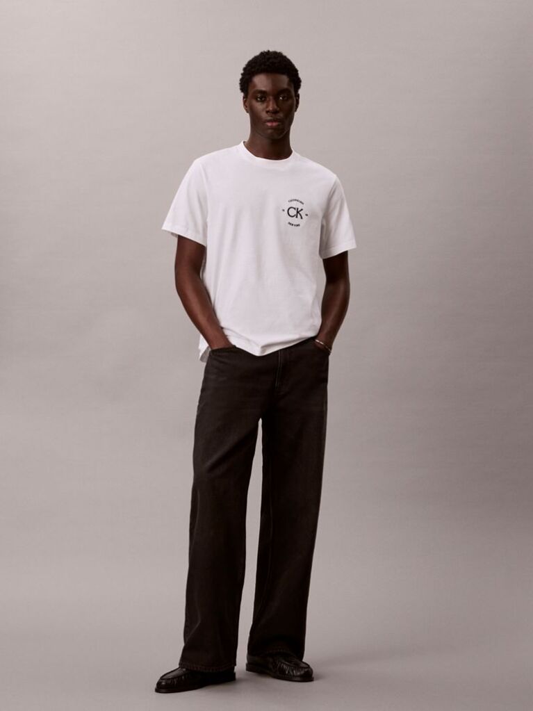 Alb Tricou Cu Logo Brodat  Barbati