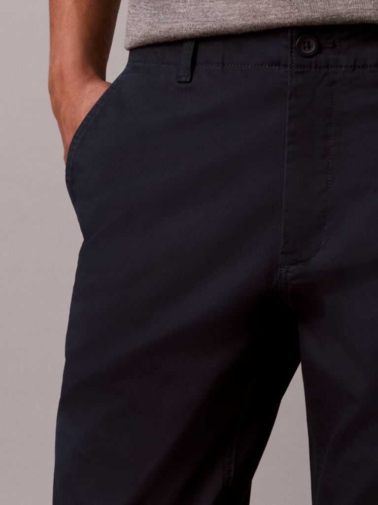 Albastru Pantaloni Chinos Cu Croiala Slim Si Nasturi  Barbati