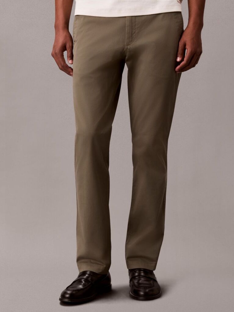 Verde Pantaloni Chinos Cu Croiala Slim Si Nasturi  Barbati