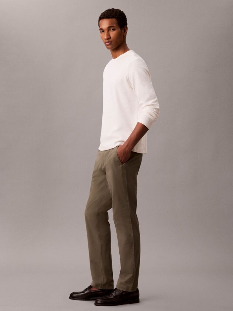 Verde Pantaloni Chinos Cu Croiala Slim Si Nasturi  Barbati