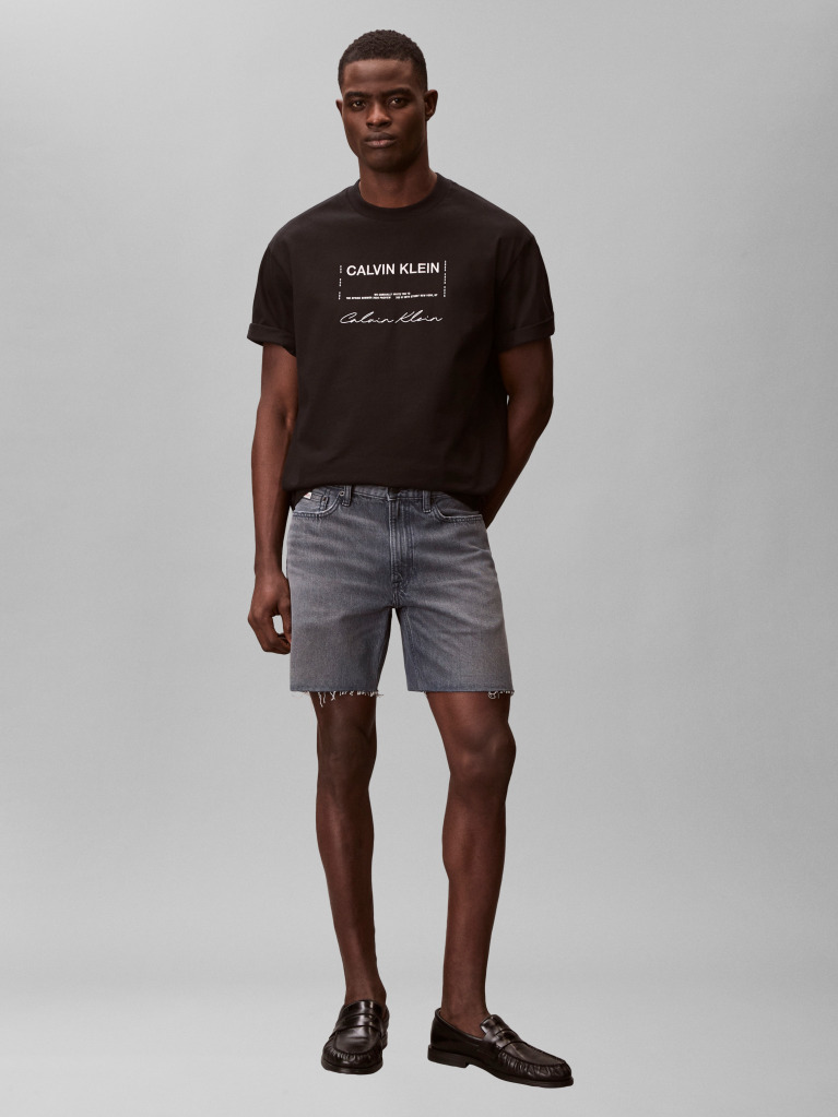 Denim Pantaloni Scurti Din Denim Cu Aspect Decolorat  Barbati