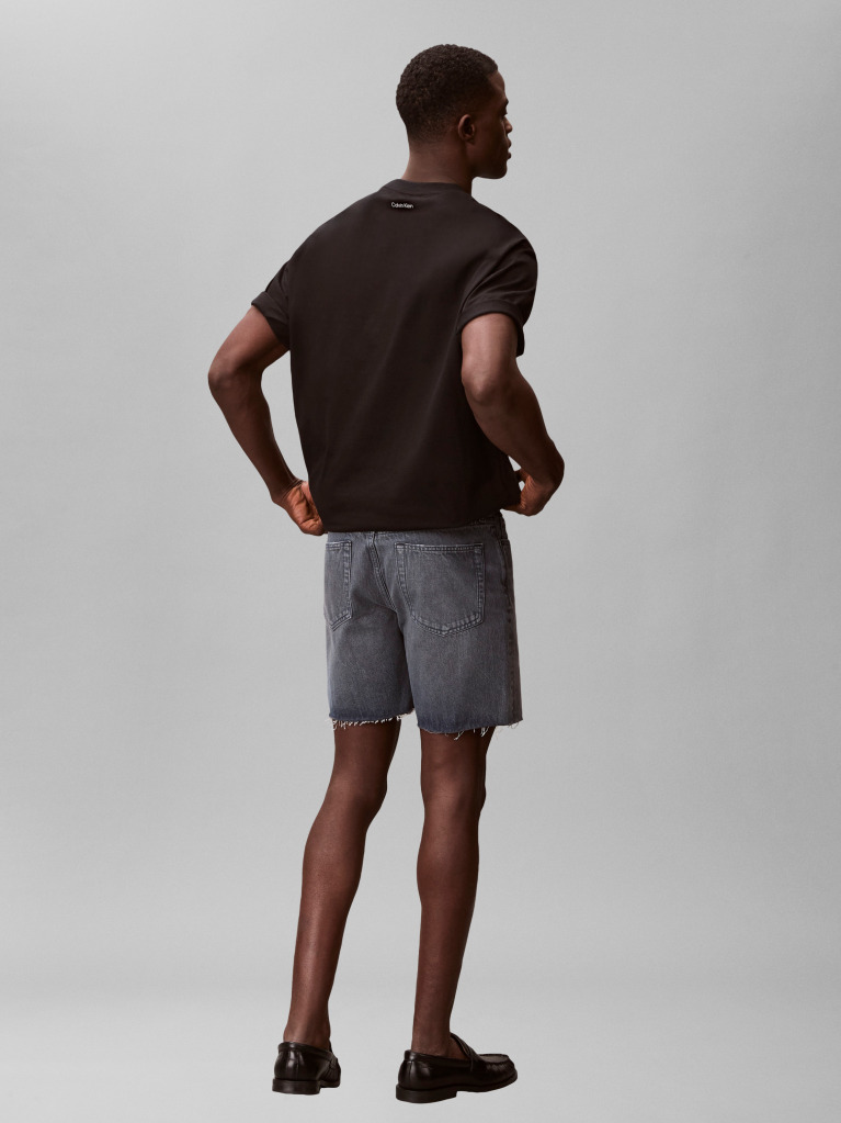 Denim Pantaloni Scurti Din Denim Cu Aspect Decolorat  Barbati