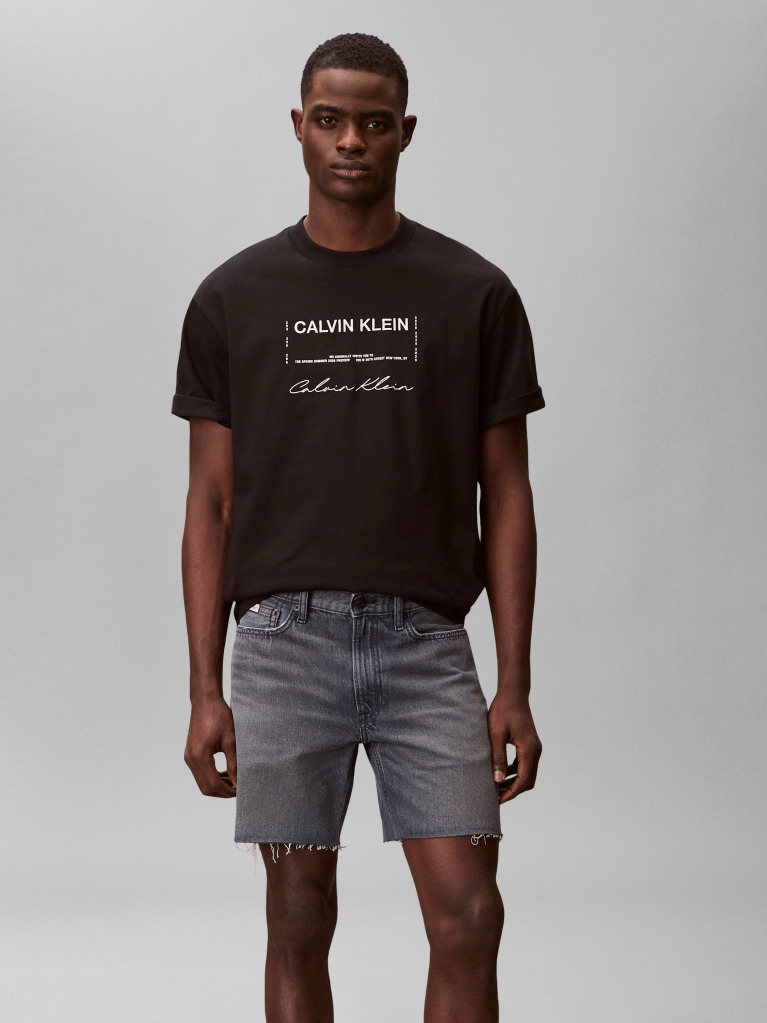 Denim Pantaloni Scurti Din Denim Cu Aspect Decolorat  Barbati