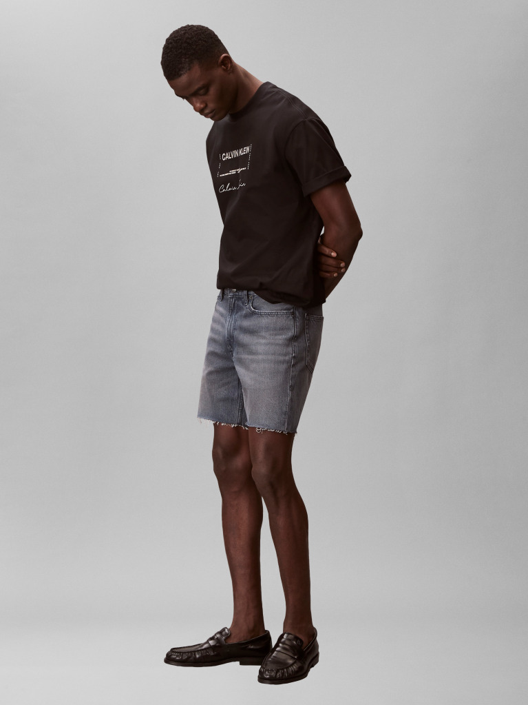 Denim Pantaloni Scurti Din Denim Cu Aspect Decolorat  Barbati