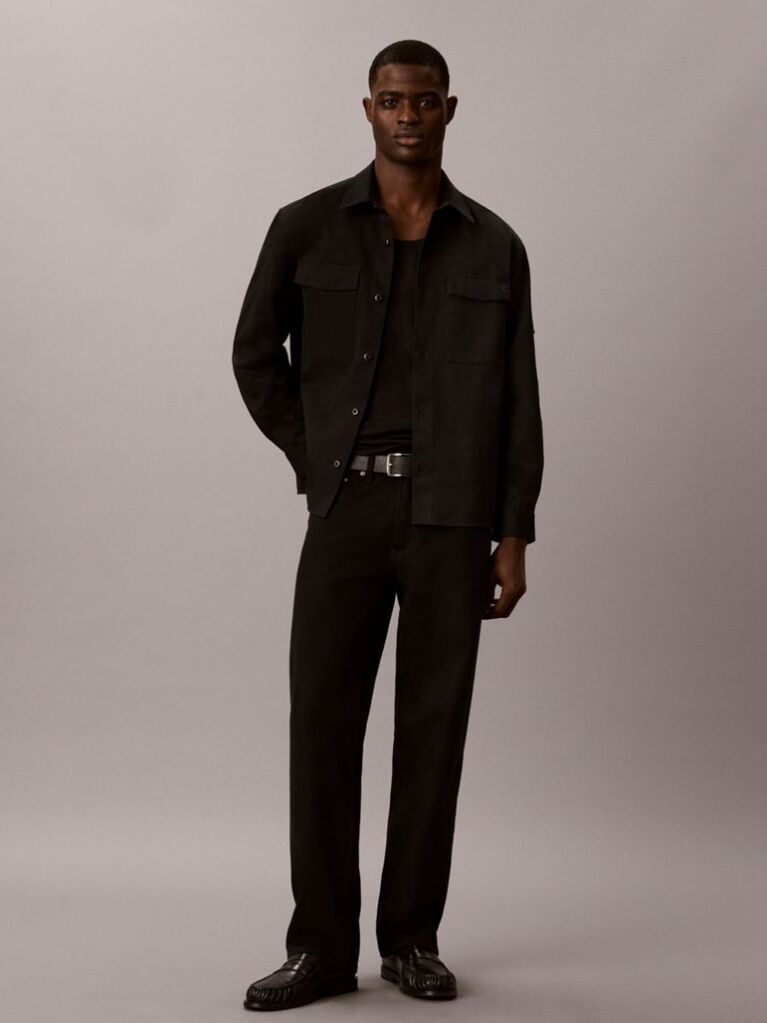 Negru Camasa Utilitara Din Bumbac Twill  Barbati
