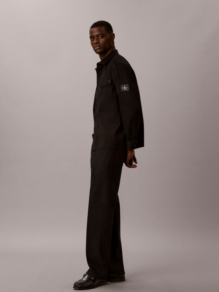 Negru Camasa Utilitara Din Bumbac Twill  Barbati