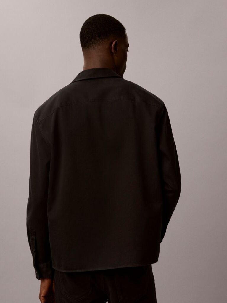 Negru Camasa Utilitara Din Bumbac Twill  Barbati