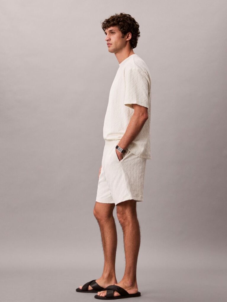 Beige Emblem Logo Towelling T-shirt  Men