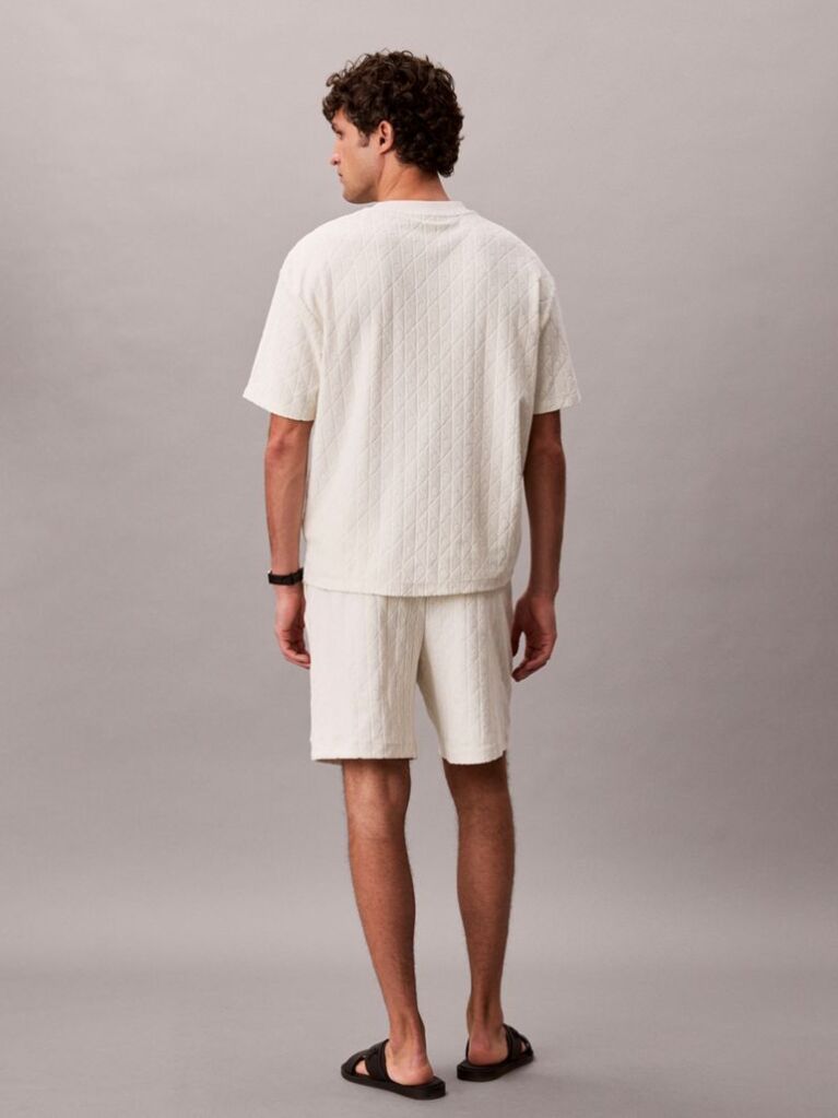 Beige Emblem Logo Towelling T-shirt  Men
