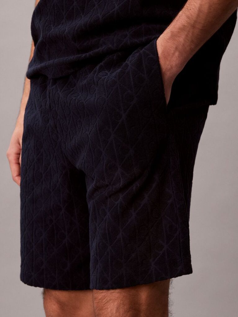 Albastru Pantaloni Scurti Din Frotir Cu Emblema Logo  Barbati