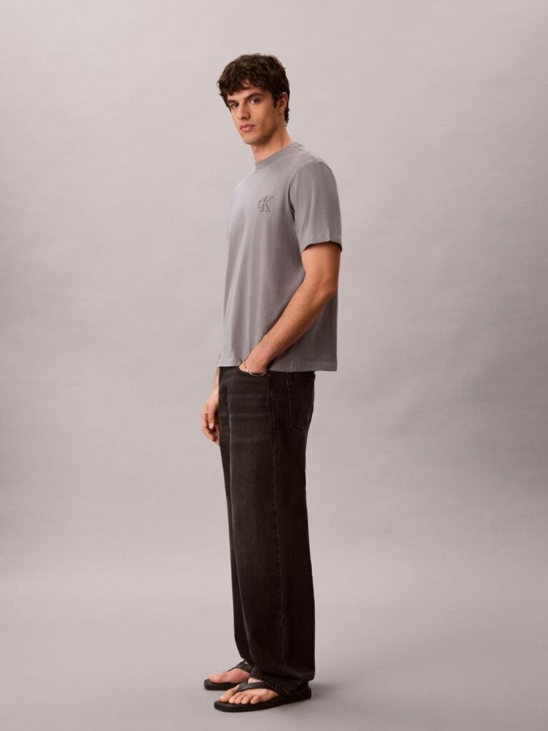 Grey Relaxed Embossed Logo T-shirt  Men