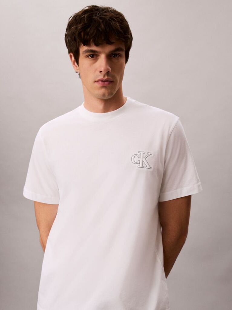 White Relaxed Embossed Logo T-shirt  Men