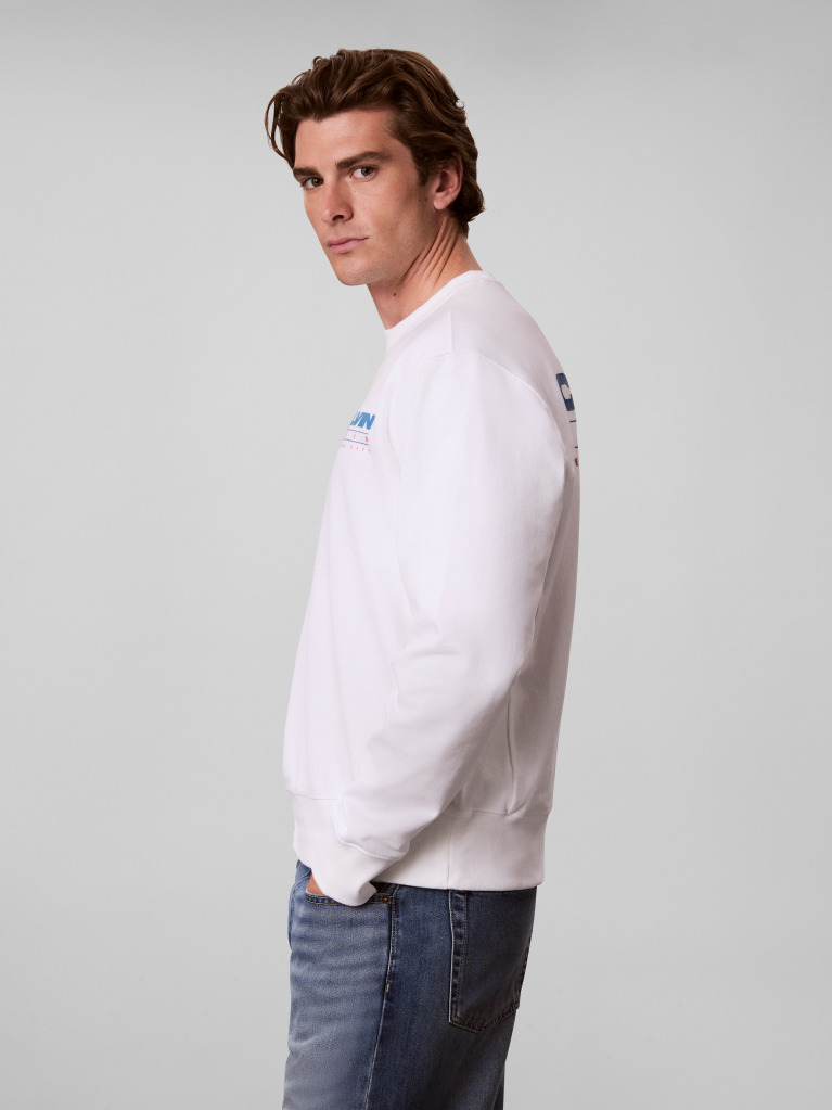 White Premium Terry Crew Neck Sweatshirt  Men