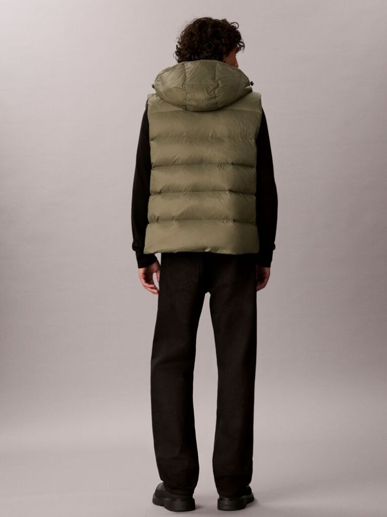 Verde Vesta Puffer Cu Umplutura De Puf Si Gluga  Barbati