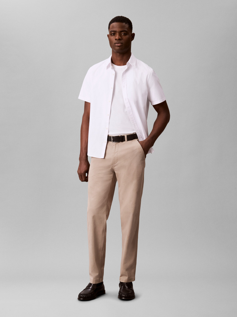 Kaki Pantaloni Chino Confortabili Din Bumbac Cu Croiala Conica  Barbati