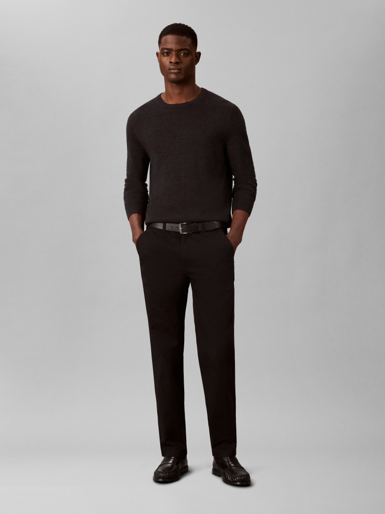 Negru Pantaloni Chino Confortabili Din Bumbac Cu Croiala Conica  Barbati