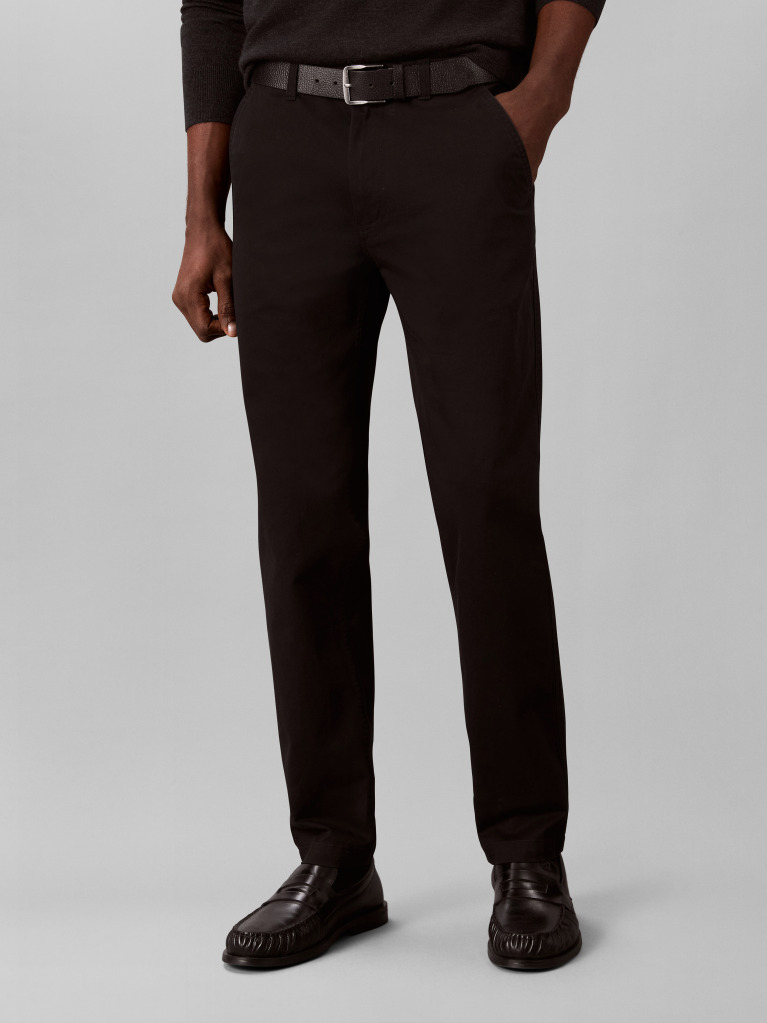 Negru Pantaloni Chino Confortabili Din Bumbac Cu Croiala Conica  Barbati