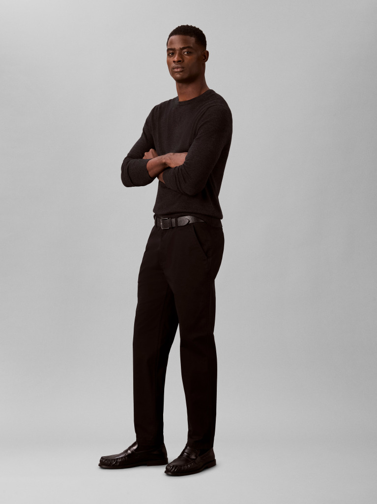 Negru Pantaloni Chino Confortabili Din Bumbac Cu Croiala Conica  Barbati