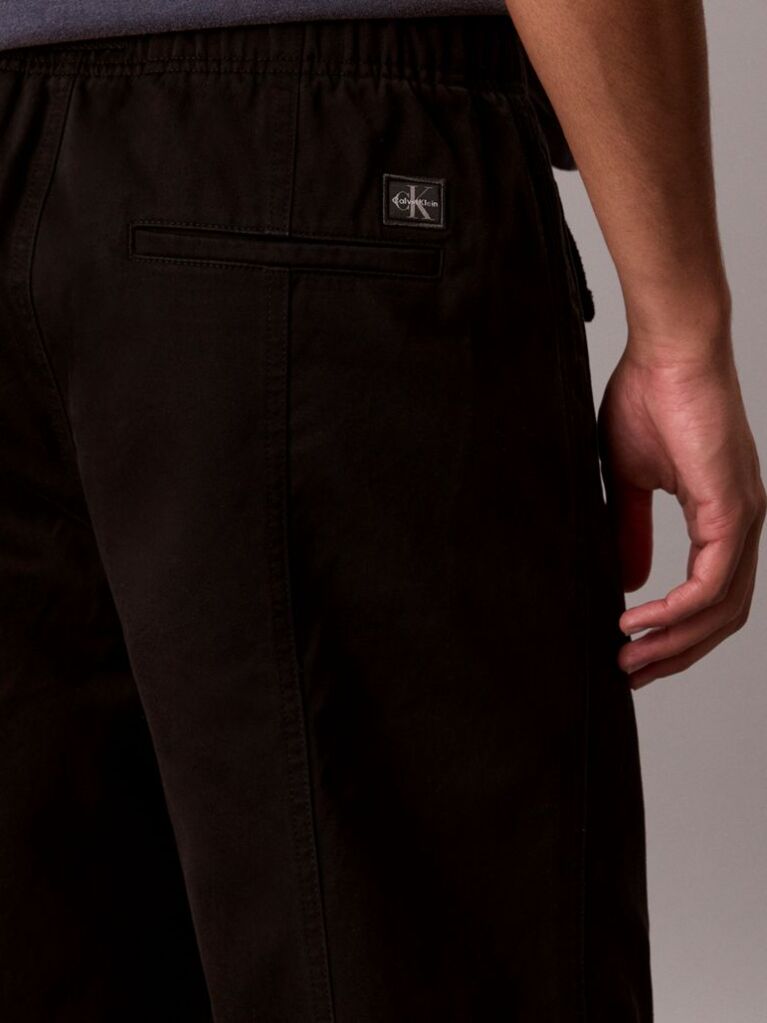 Negru Pantaloni Lejeri Din Bumbac Twill  Barbati