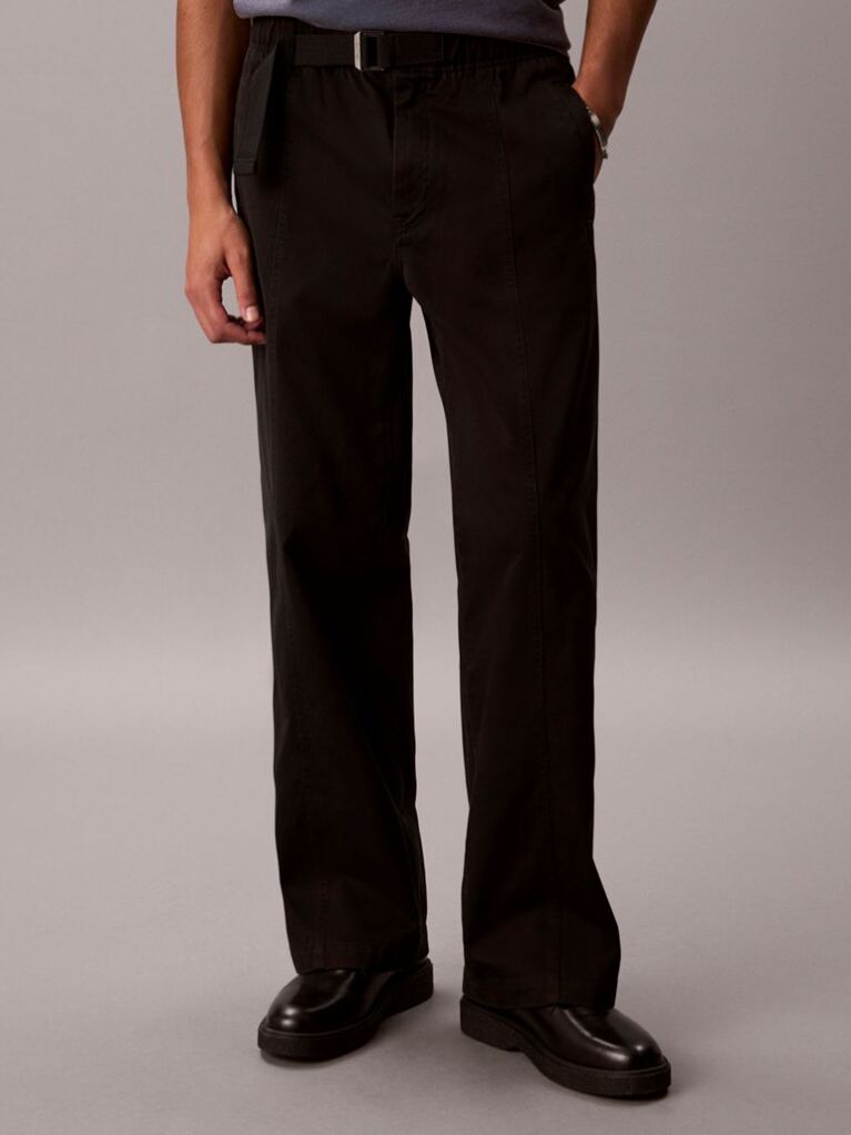 Negru Pantaloni Lejeri Din Bumbac Twill  Barbati