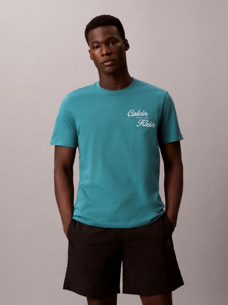 Green Embroidered Logo T-shirt  Men