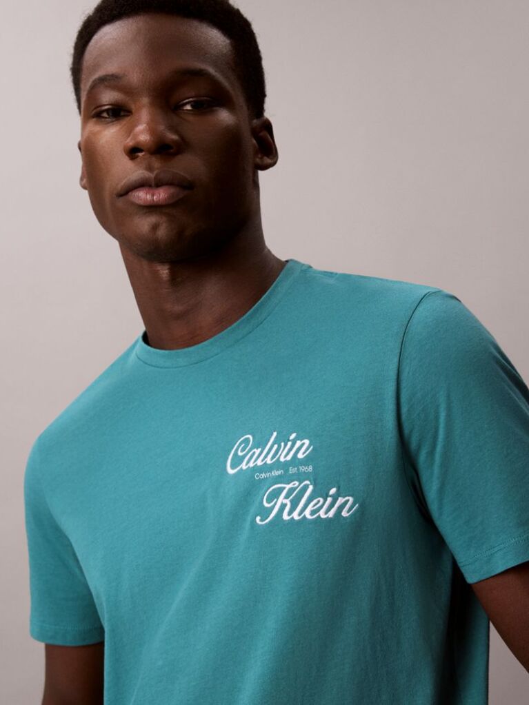 Green Embroidered Logo T-shirt  Men