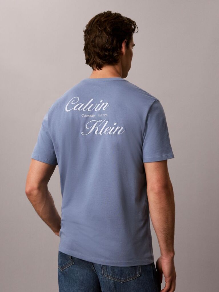 Blue Embroidered Logo T-shirt  Men