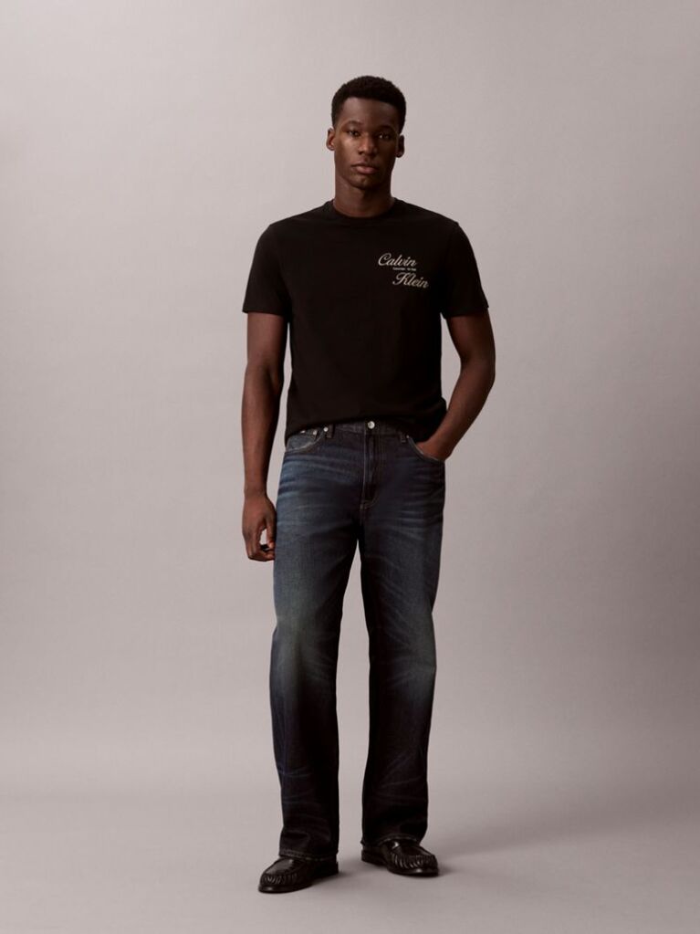 Negru Tricou Cu Logo Brodat  Barbati