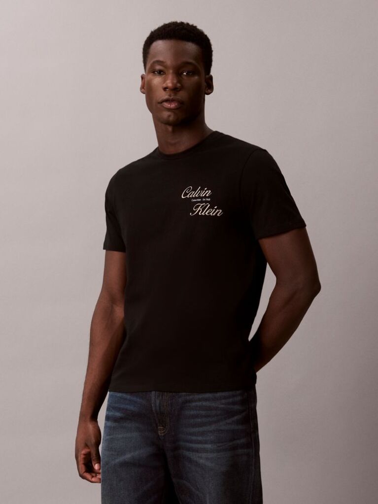 Negru Tricou Cu Logo Brodat  Barbati