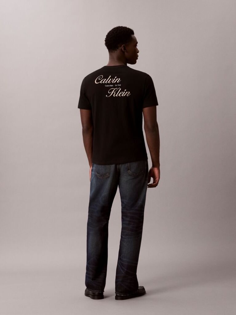 Negru Tricou Cu Logo Brodat  Barbati
