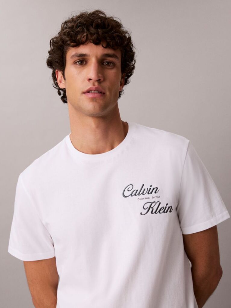 Alb Tricou Cu Logo Brodat  Barbati