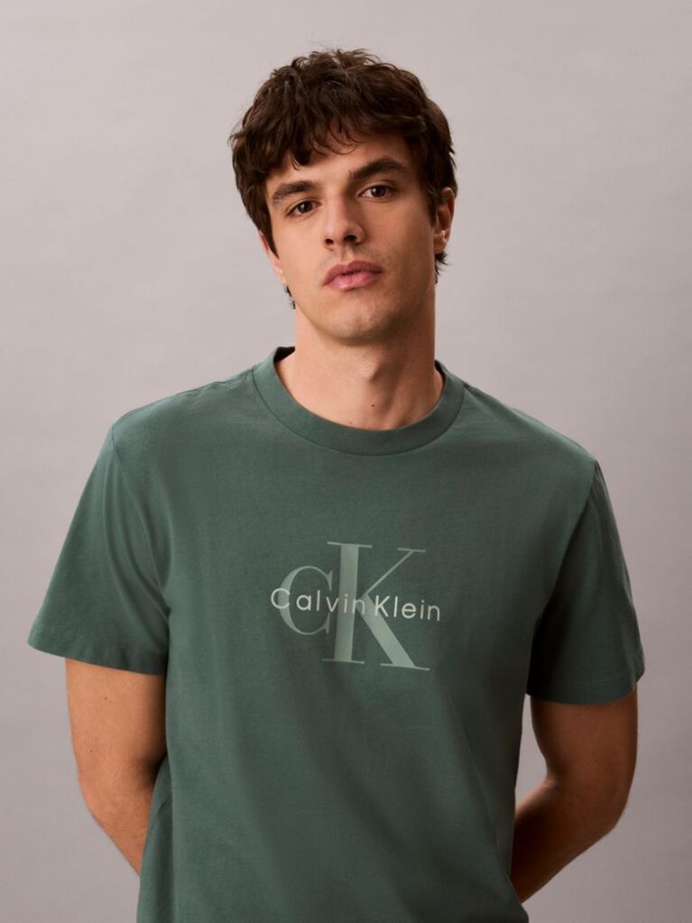 Green Washed Cotton Monogram T-shirt  Men