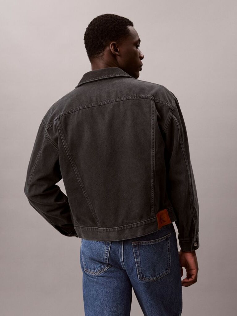 Negru Geaca Trucker Din Denim, In Stilul Anilor '90  Barbati