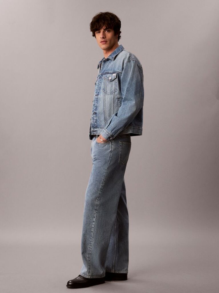 Denim Geaca Trucker Din Denim Cu Logo, In Stilul Anilor '90  Barbati