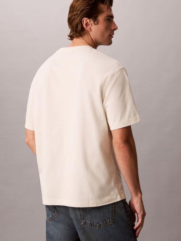 Alb Tricou Lejer Cu Logo Aplicat  Barbati