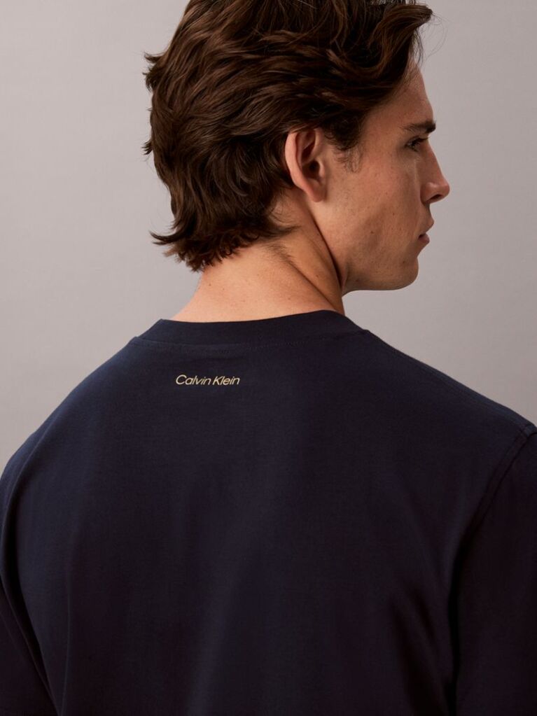Albastru Tricou Cu Logo Script  Barbati