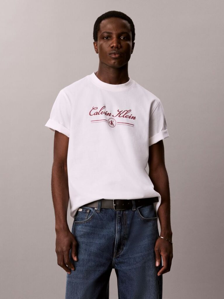 Alb Tricou Cu Logo Script  Barbati