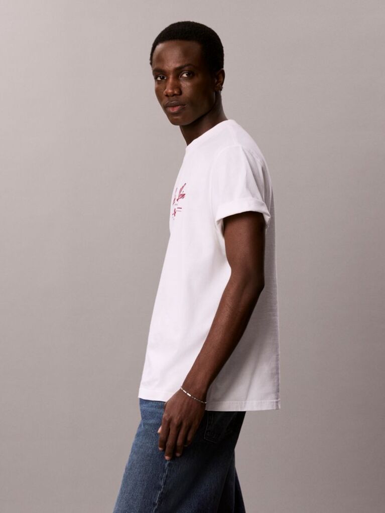 Alb Tricou Cu Logo Script  Barbati