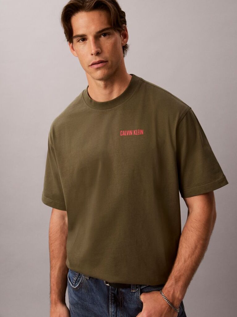 Verde Tricou Lejer Cu Grafica „Calvins Or Nothing”  Barbati