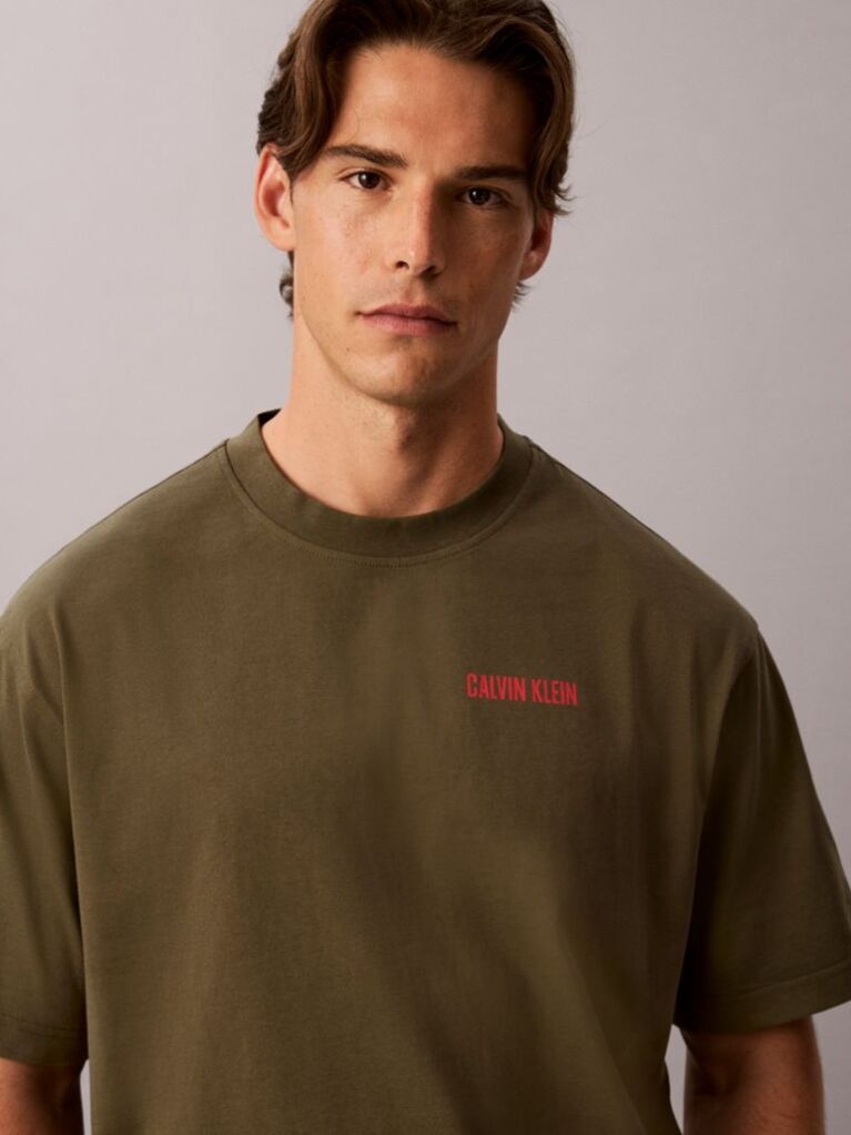 Verde Tricou Lejer Cu Grafica „Calvins Or Nothing”  Barbati