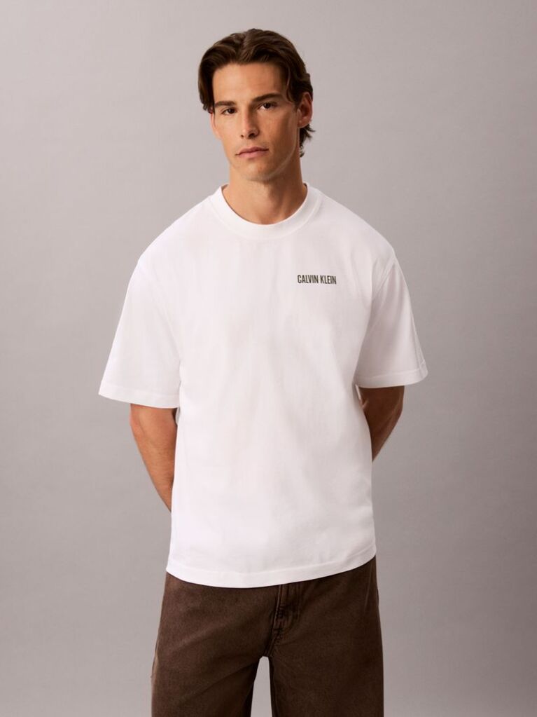Alb Tricou Lejer Cu Grafica „Calvins Or Nothing”  Barbati