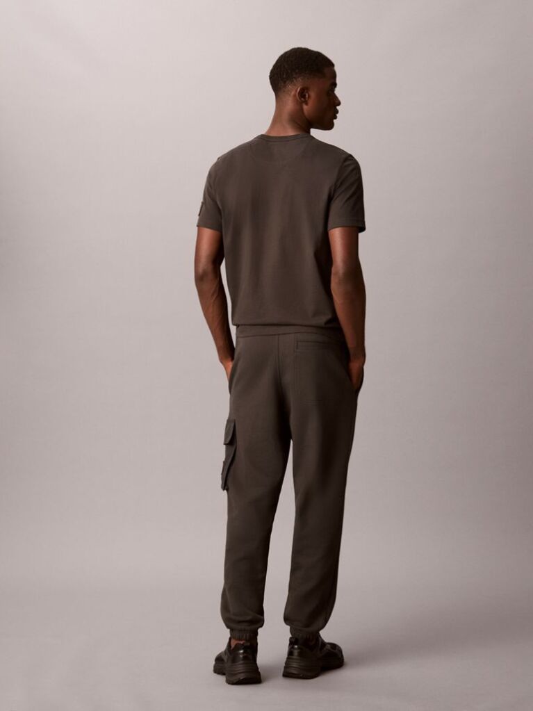Negru Pantaloni Jogger Cargo Din Bumbac Flausat  Barbati