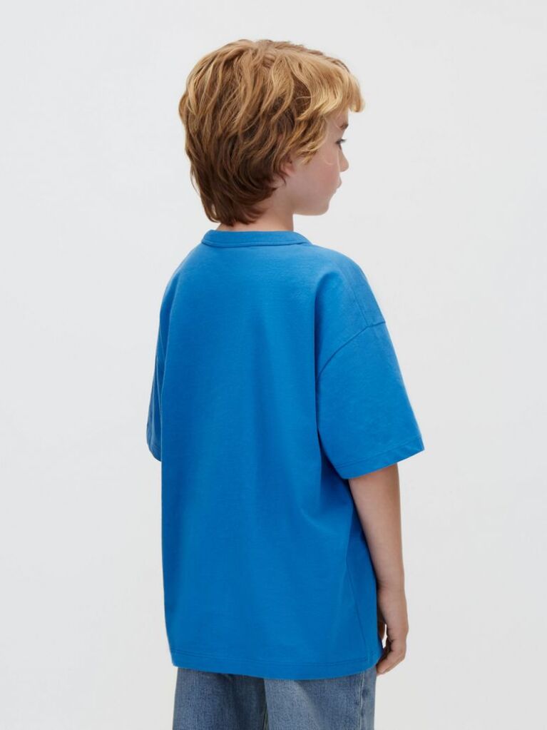 Albastru Tricou Pentru Copii Cu Logo Grafic  Baieti