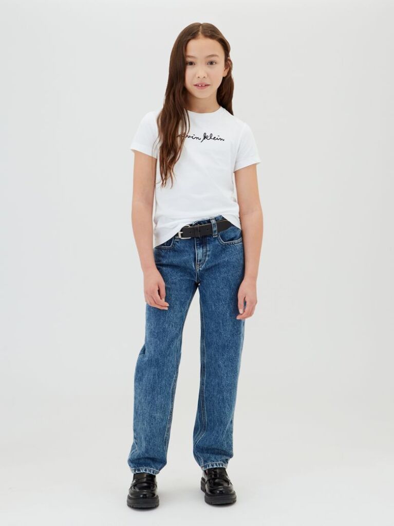 Alb Tricou Slim Cu Logo Pentru Copii   Fete