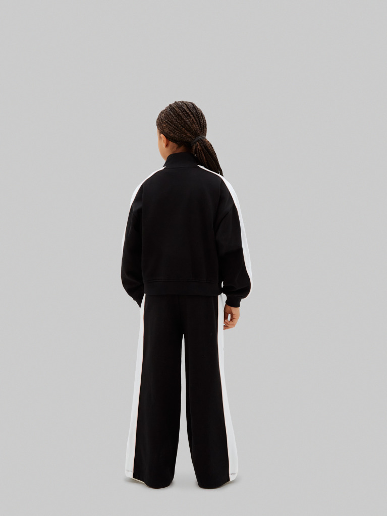 Negru Set De Trening Monologo Cu Bluza Si Pantaloni Jogger  Fete